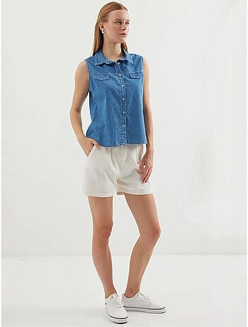 Camicia in denim di cotone senza maniche bdart