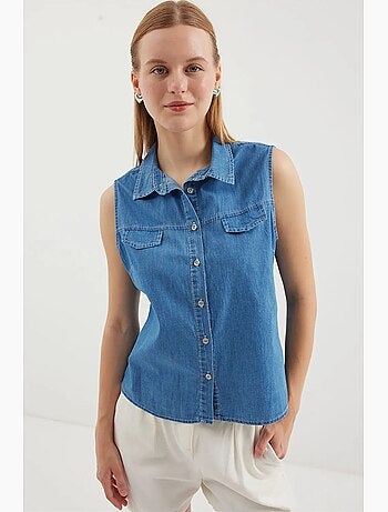 Camicia in denim di cotone senza maniche bdart