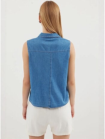 Camicia in denim di cotone senza maniche bdart