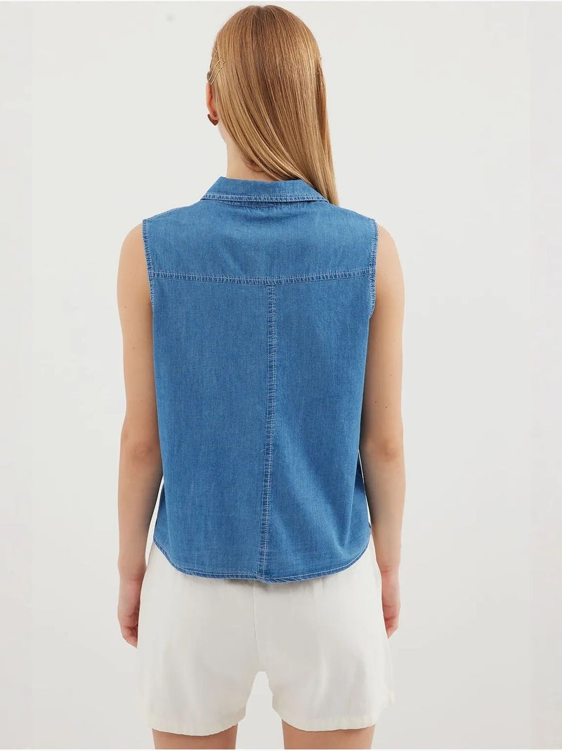 Camicia in denim di cotone senza maniche bdart Blu zaffiro - Kiabi