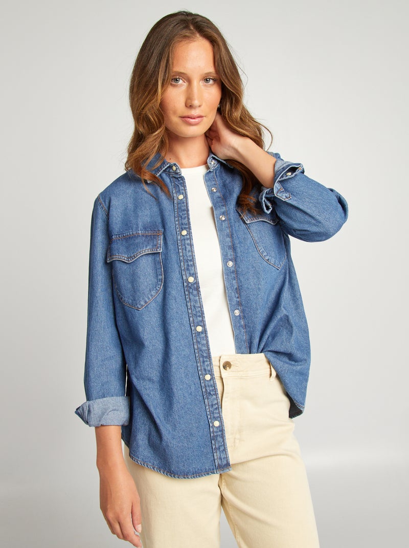 Camicia in denim raw BLU - Kiabi