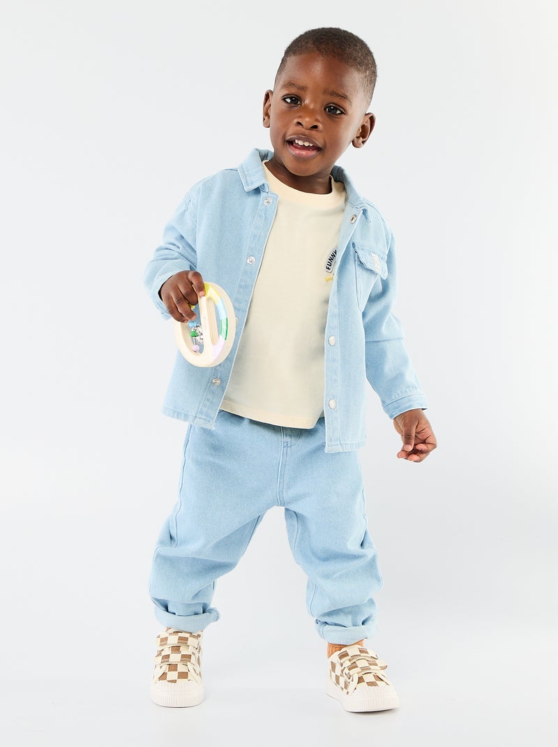 Camicia in denim regular fit in cotone Blu - Kiabi