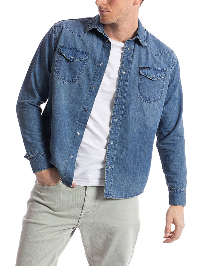 Camicia in denim western fit FURY Blu - Kiabi