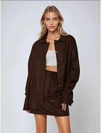Camicia in finto suede con bottoni hiccup