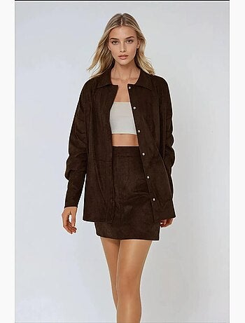 Camicia in finto suede con bottoni hiccup