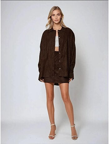 Camicia in finto suede con bottoni hiccup