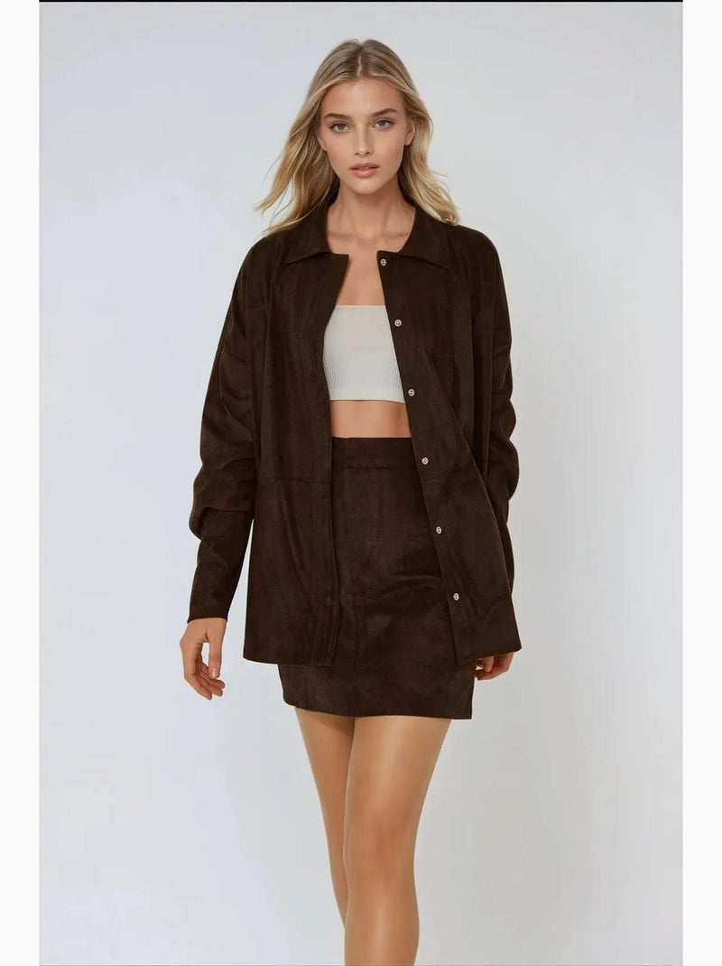 Camicia in finto suede con bottoni hiccup Marrone - Kiabi