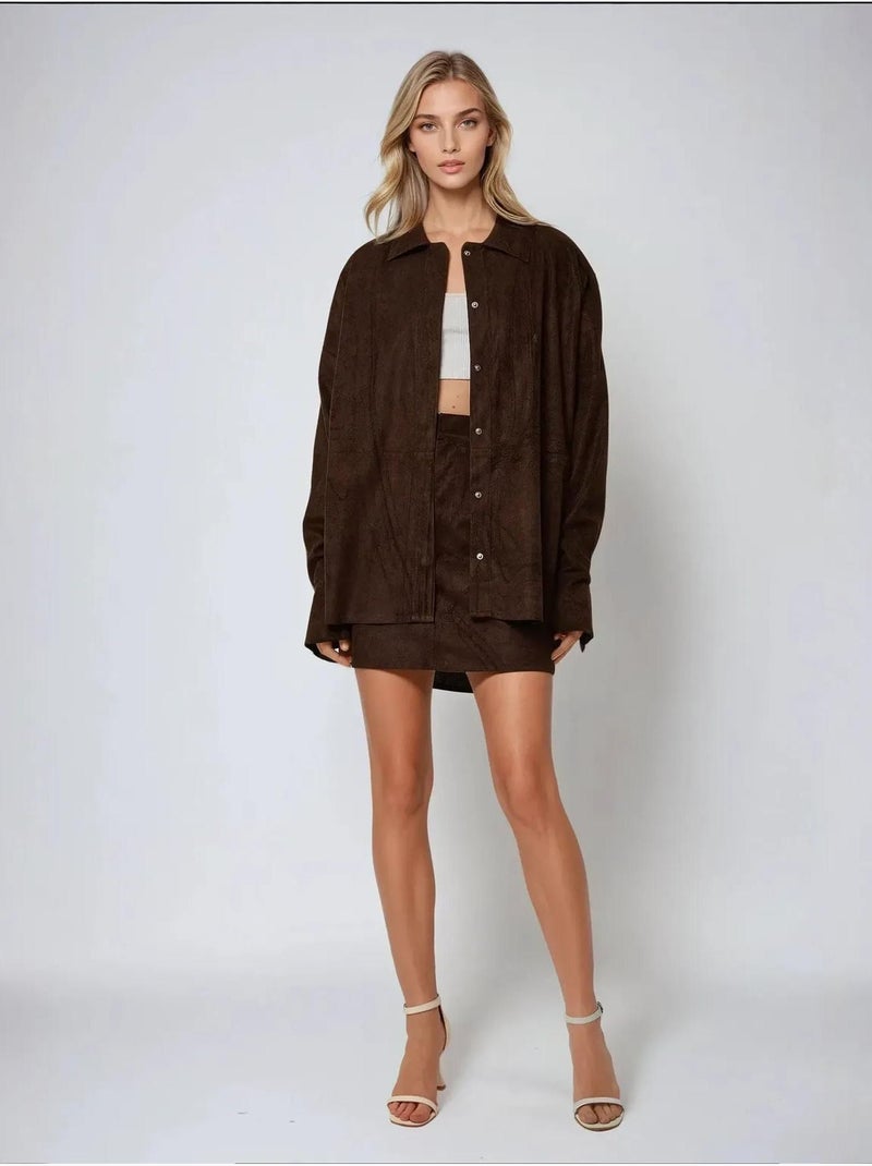 Camicia in finto suede con bottoni hiccup Marrone - Kiabi
