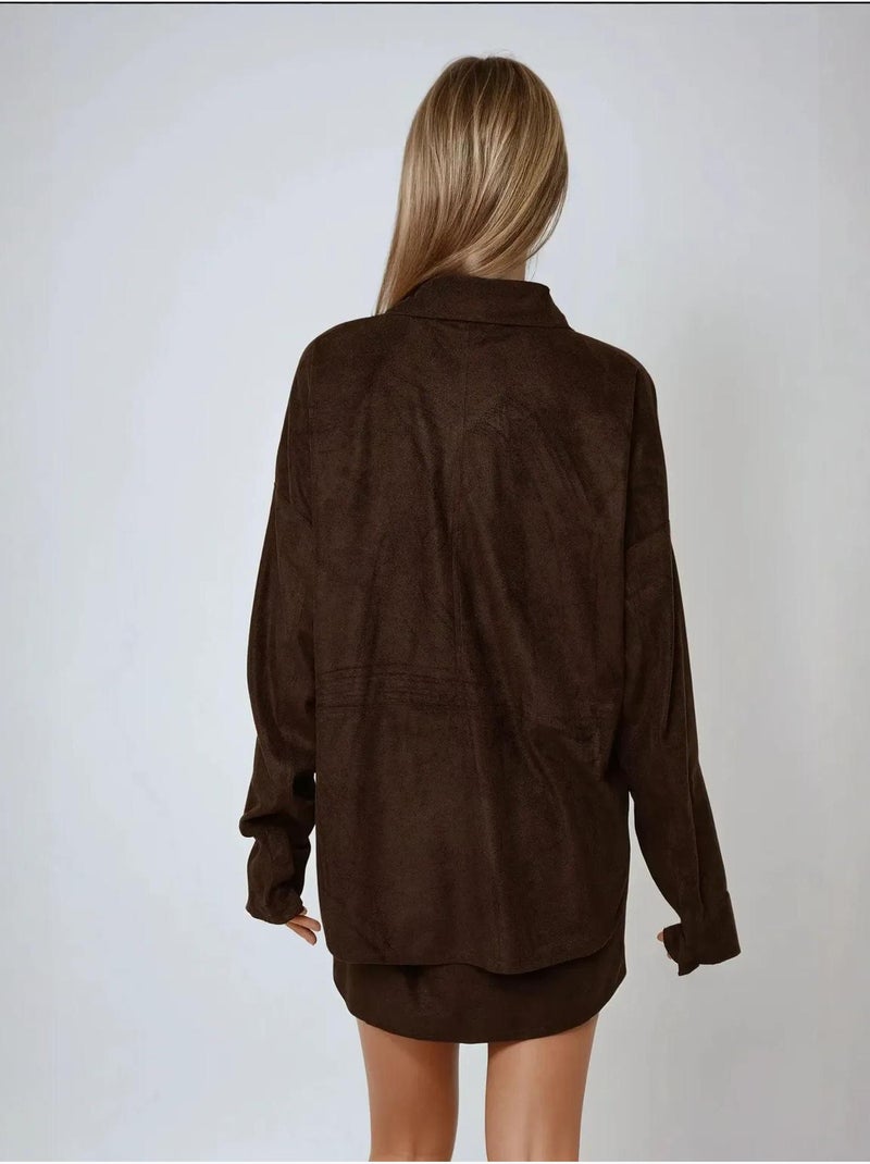 Camicia in finto suede con bottoni hiccup Marrone - Kiabi