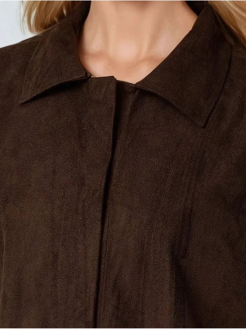 Camicia in finto suede con bottoni hiccup Marrone - Kiabi