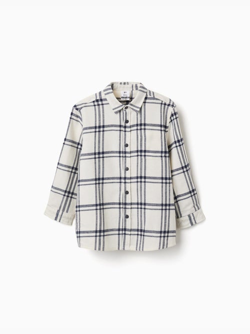 Camicia in flanella a manica lunga con motivo a quadri - Kiabi