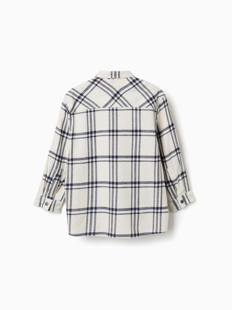 Camicia in flanella a manica lunga con motivo a quadri Bianco - Kiabi