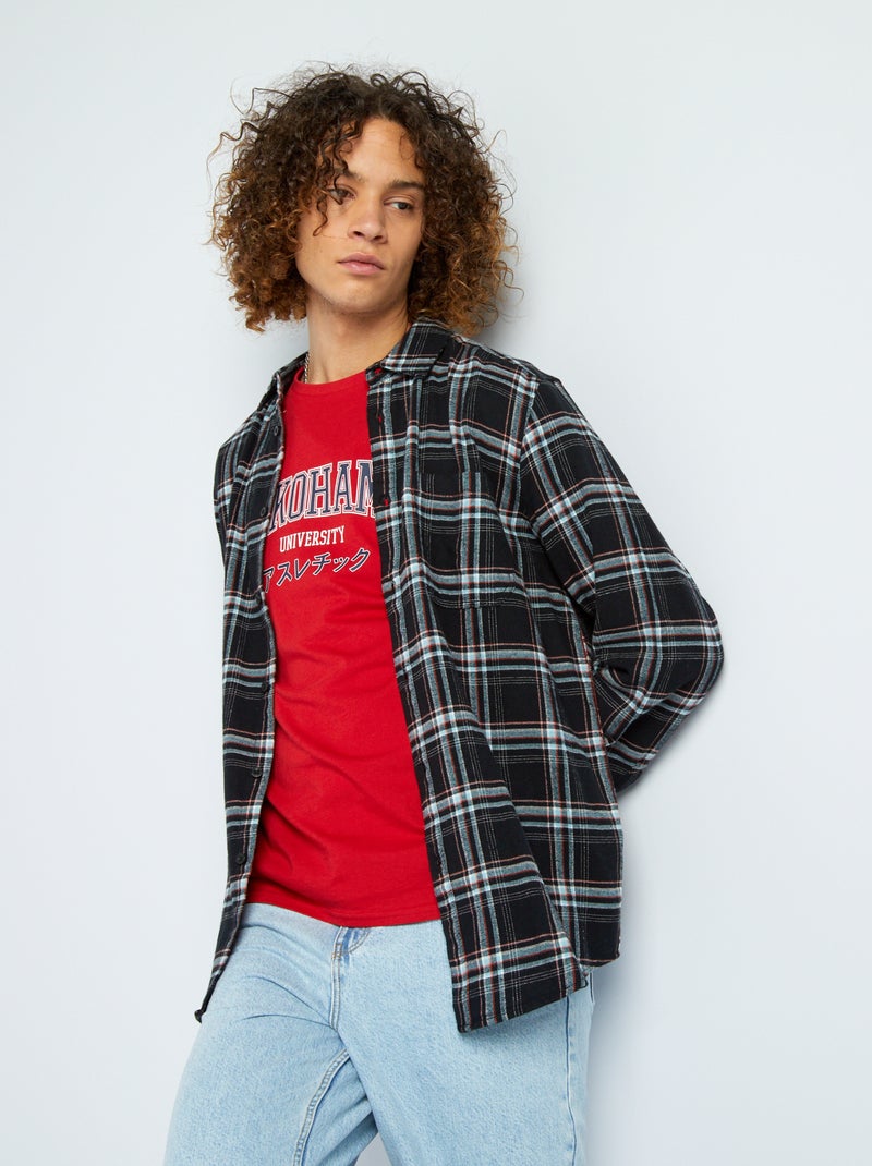Camicia in flanella a quadri NERO - Kiabi