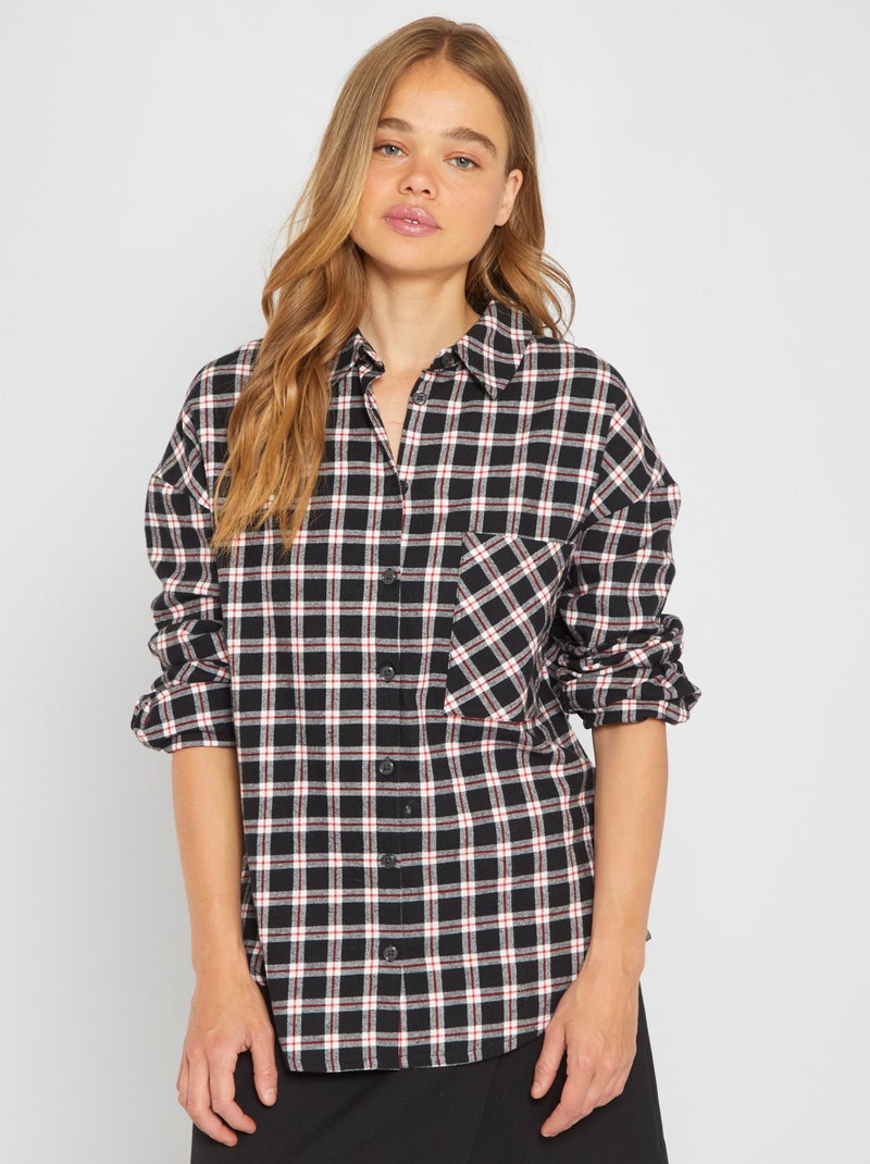 Camicia in flanella a quadri NERO - Kiabi