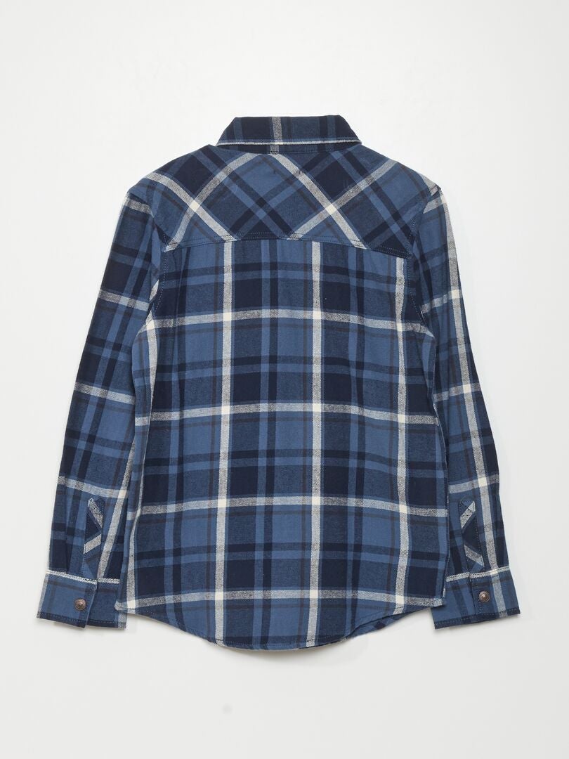 Cromoncent Camicia Uomo Flanella A Quadri Blu – Morbida E Casual Taglia M - 3