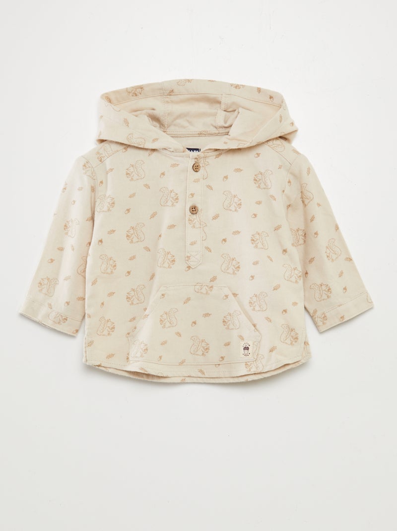Camicia in flanella con cappuccio BEIGE - Kiabi