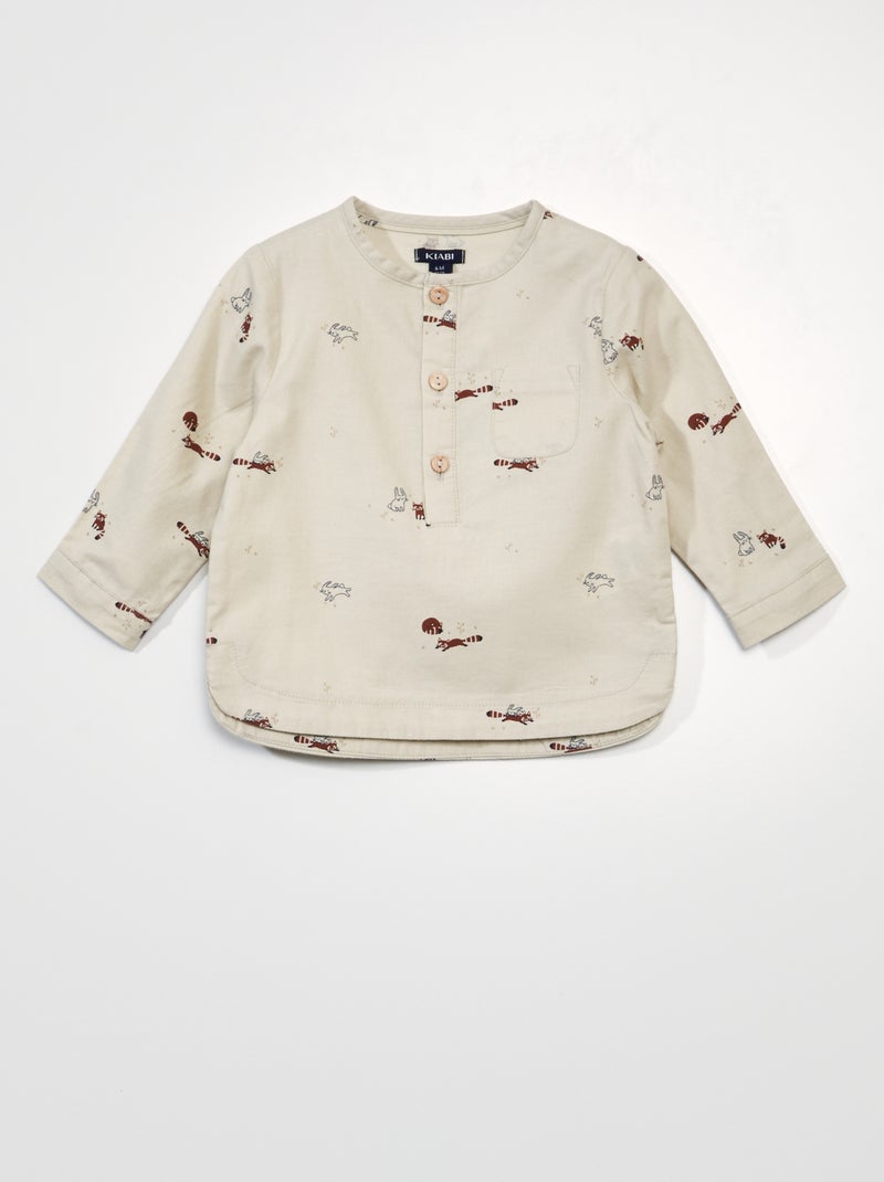 Camicia in flanella con stampa di animali BEIGE - Kiabi