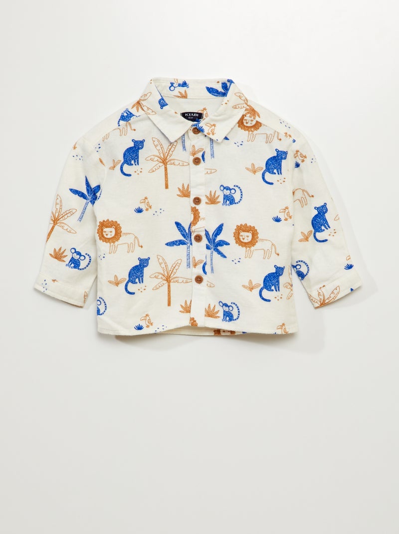 Camicia in flanella 'giungla' BIANCO - Kiabi