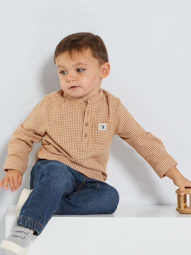 Camicia Càrrel di flanella a quadri marroni