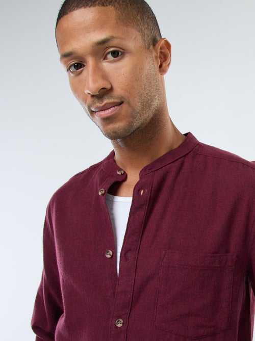 Camicia in flanella tinta unita con collo alla coreana - Kiabi