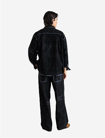 Camicia in gabardine a maniche lunghe con bottoni e colletto da giacca giesto