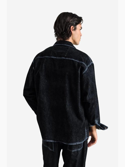 Camicia in gabardine a maniche lunghe con bottoni e colletto da giacca giesto - Kiabi Camicia in gabardine a maniche lunghe con bottoni e colletto da giacca giesto - Kiabi