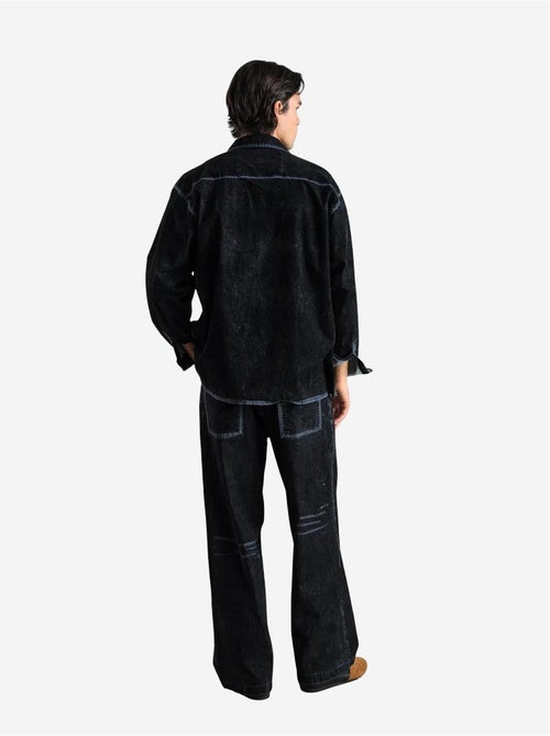 Camicia in gabardine a maniche lunghe con bottoni e colletto da giacca giesto - Kiabi Camicia in gabardine a maniche lunghe con bottoni e colletto da giacca giesto - Kiabi