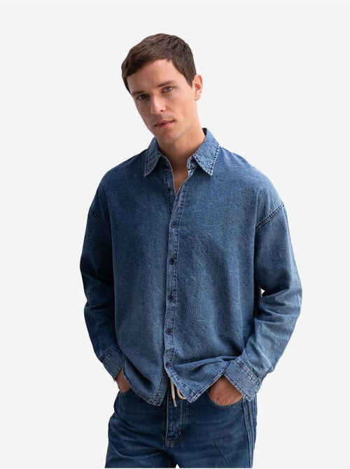 Camicia in gabardine di cotone jacquard giesto - Kiabi Camicia in gabardine di cotone jacquard giesto - Kiabi