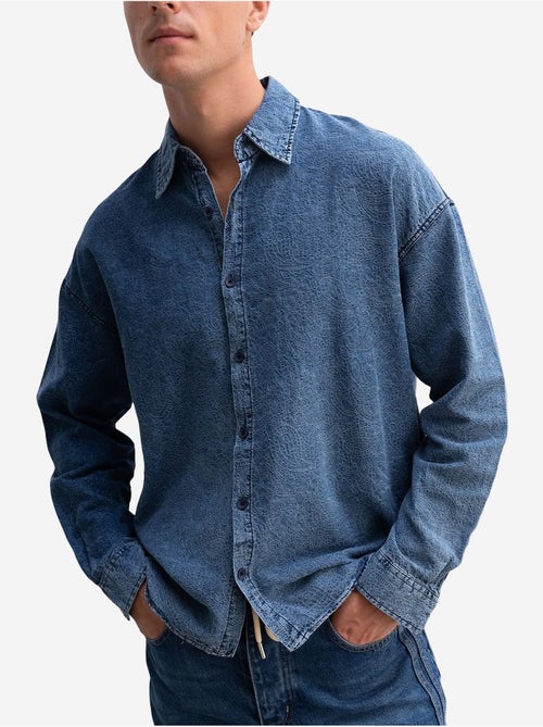 Camicia in gabardine di cotone jacquard giesto - Kiabi Camicia in gabardine di cotone jacquard giesto - Kiabi