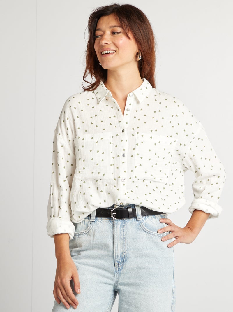 Camicia in garza di cotone - 'San Valentino' VERDE - Kiabi