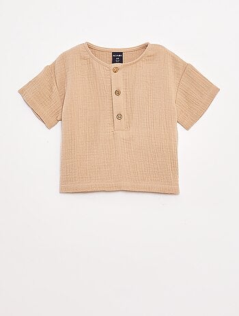 Camicia in garza di cotone a maniche corte