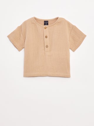 Camicia in garza di cotone a maniche corte