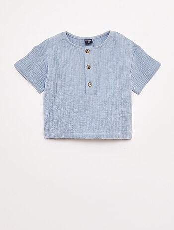 Camicia in garza di cotone a maniche corte