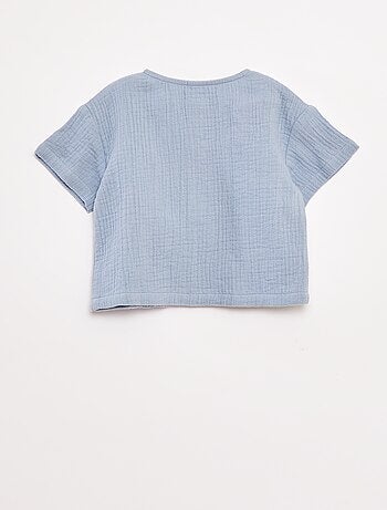 Camicia in garza di cotone a maniche corte