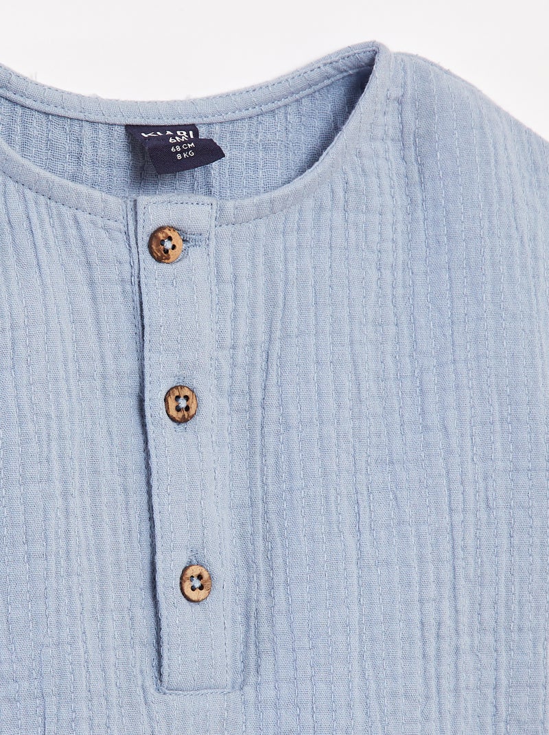 Camicia in garza di cotone a maniche corte Blu - Kiabi