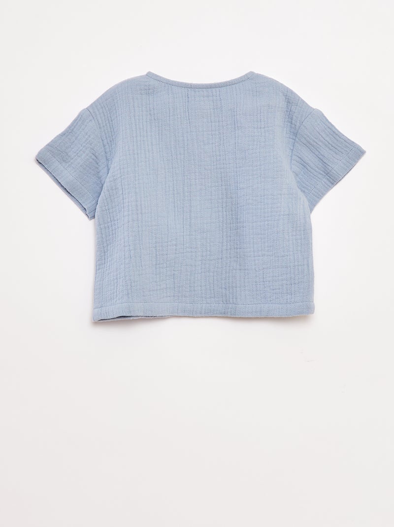 Camicia in garza di cotone a maniche corte Blu - Kiabi