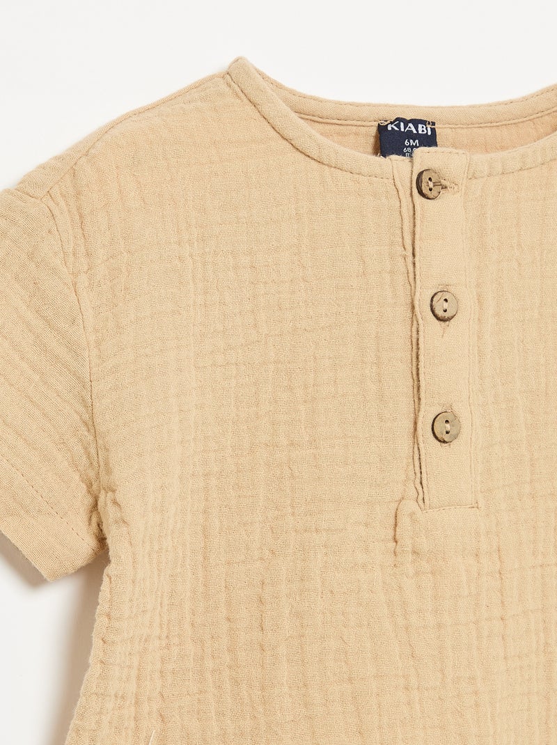 Camicia in garza di cotone Beige - Kiabi