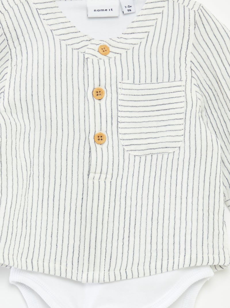 Camicia in garza di cotone con body integrato 'Name it' BEIGE - Kiabi