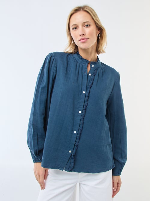 Camicia in garza di cotone con bordi ondulati - Kiabi