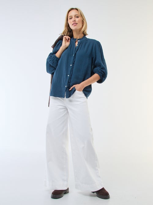 Camicia in garza di cotone con bordi ondulati - Kiabi