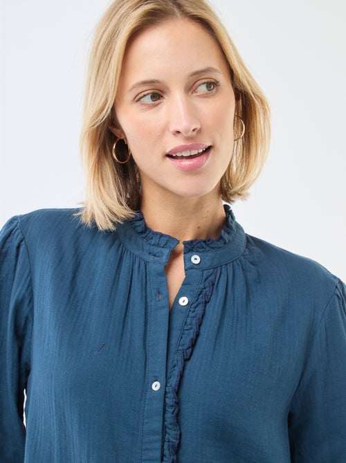 Camicia in garza di cotone con bordi ondulati - Kiabi