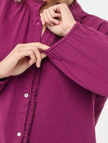 Camicia in garza di cotone con bordi ondulati