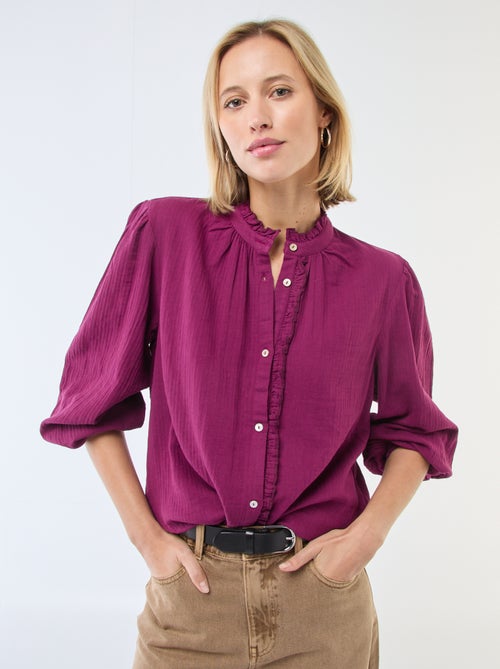 Camicia in garza di cotone con bordi ondulati - Kiabi