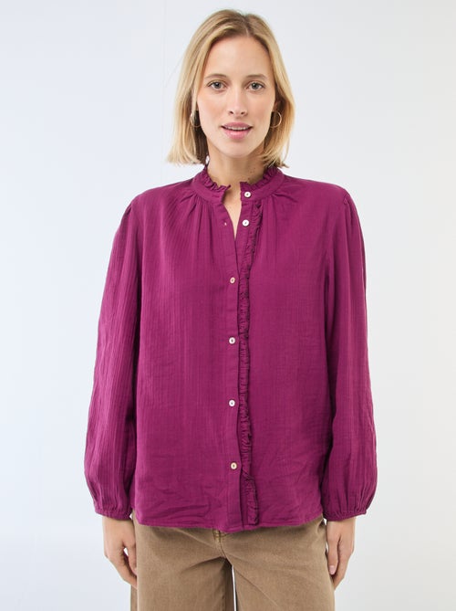 Camicia in garza di cotone con bordi ondulati - Kiabi