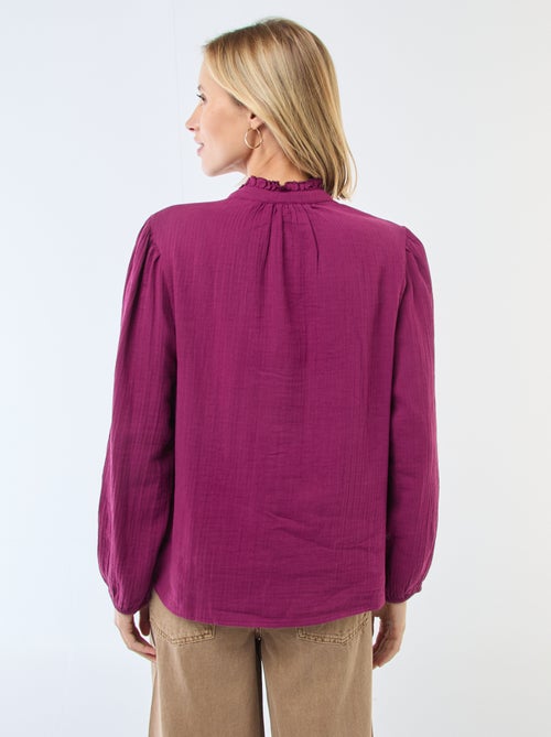 Camicia in garza di cotone con bordi ondulati - Kiabi