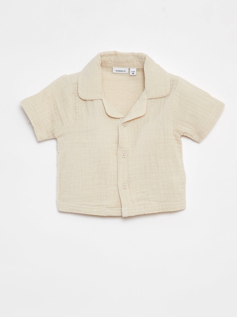 Camicia in garza di cotone con maniche corte 'Name It' BEIGE - Kiabi