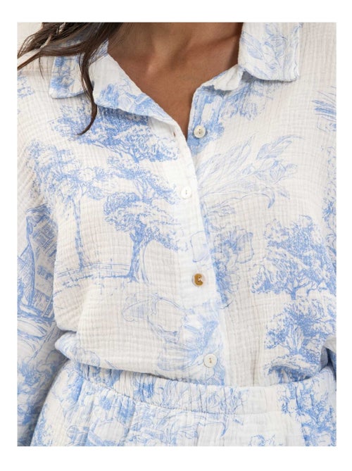 Camicia in garza di cotone con motivi toile de jouy OLEA - Kiabi Camicia in garza di cotone con motivi toile de jouy OLEA - Kiabi