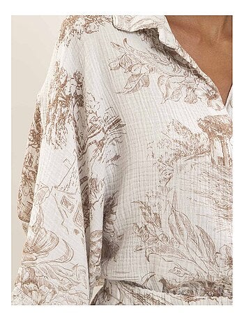 Camicia in garza di cotone con motivi toile de jouy OLEA
