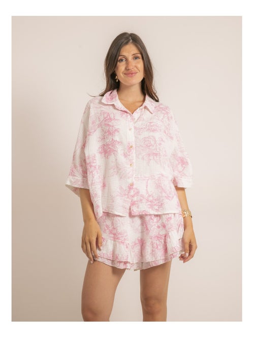 Camicia in garza di cotone con motivi toile de jouy OLEA - Kiabi