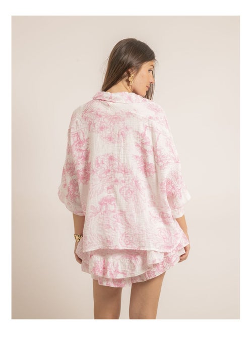 Camicia in garza di cotone con motivi toile de jouy OLEA - Kiabi